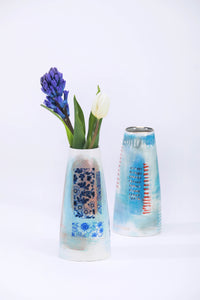 Blue Botanical Porcelain Vase