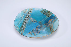 Blue Reflections Porcelain Plate with 24 Karat Gold Lustre
