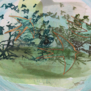 Green Swallow Porcelain Plate, 21.5cm