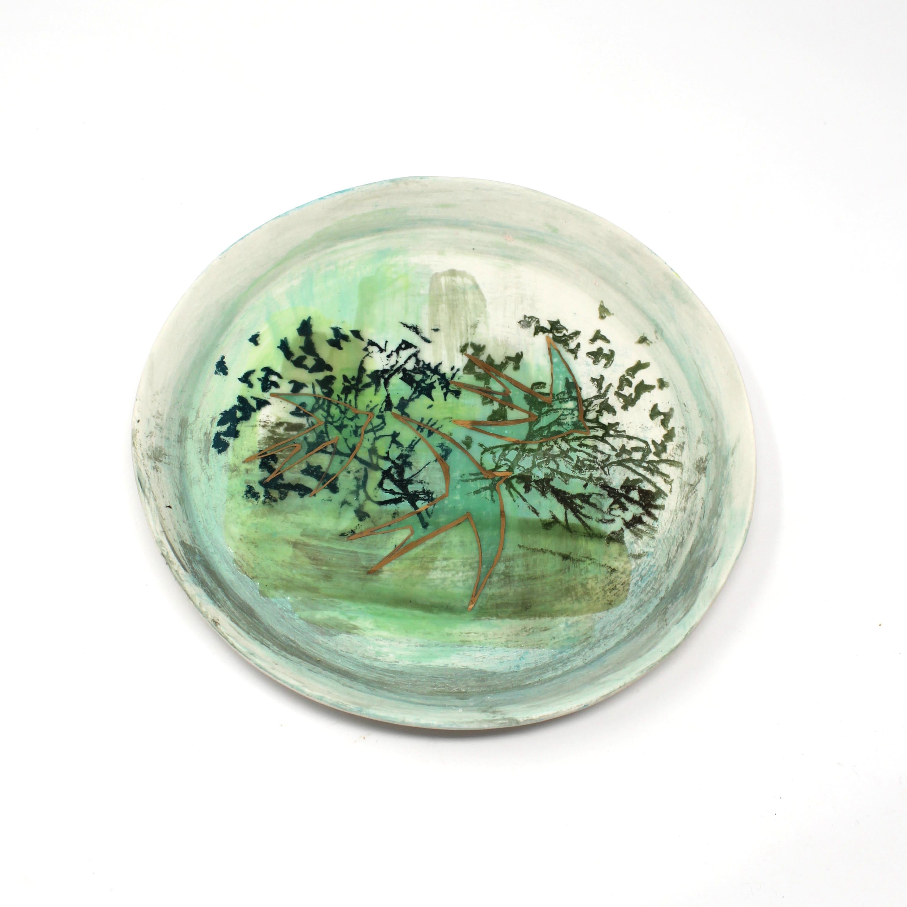 Green Swallow Porcelain Plate