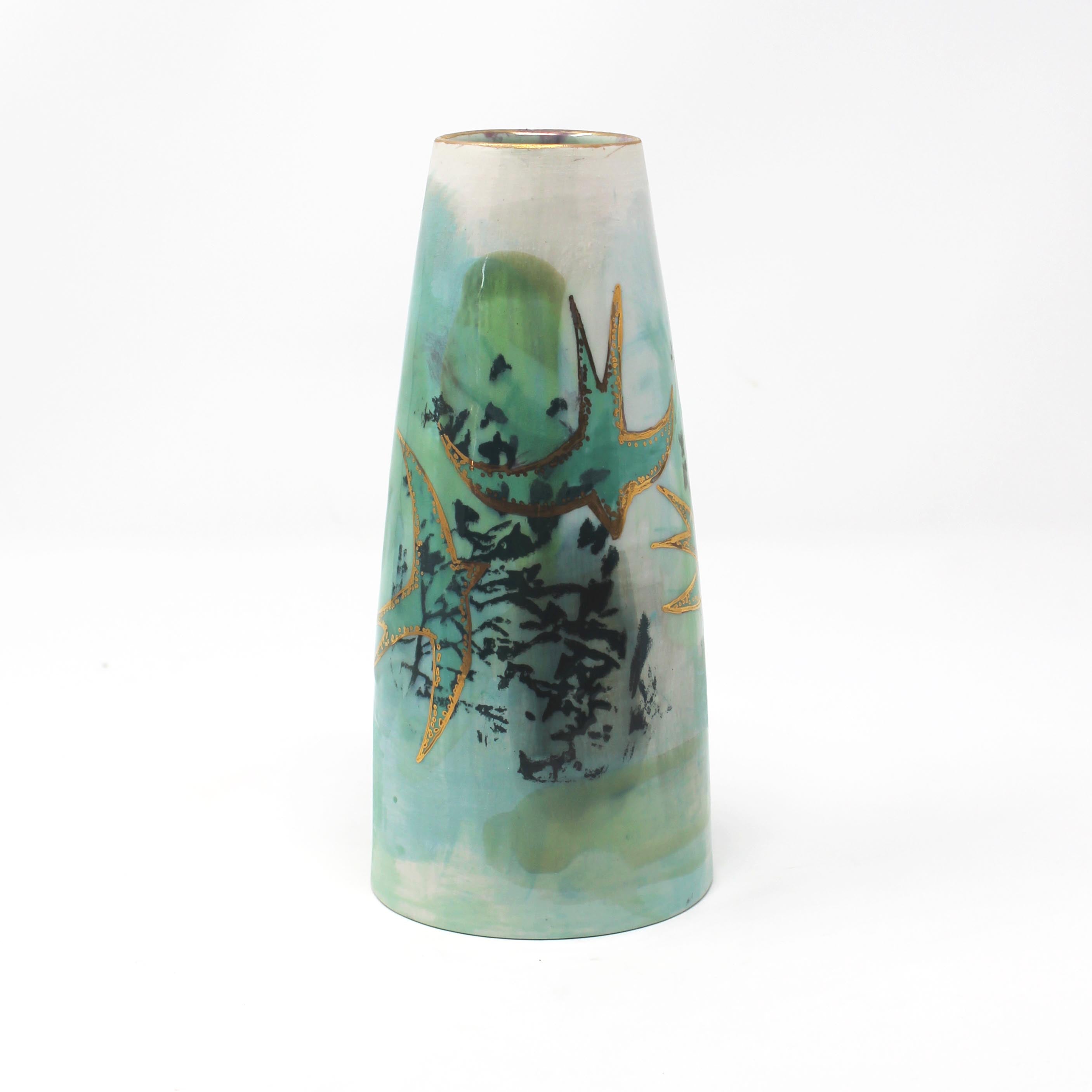 Green Swallow Porcelain Vase