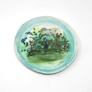 Green Swallow Porcelain Plate, 21.5cm
