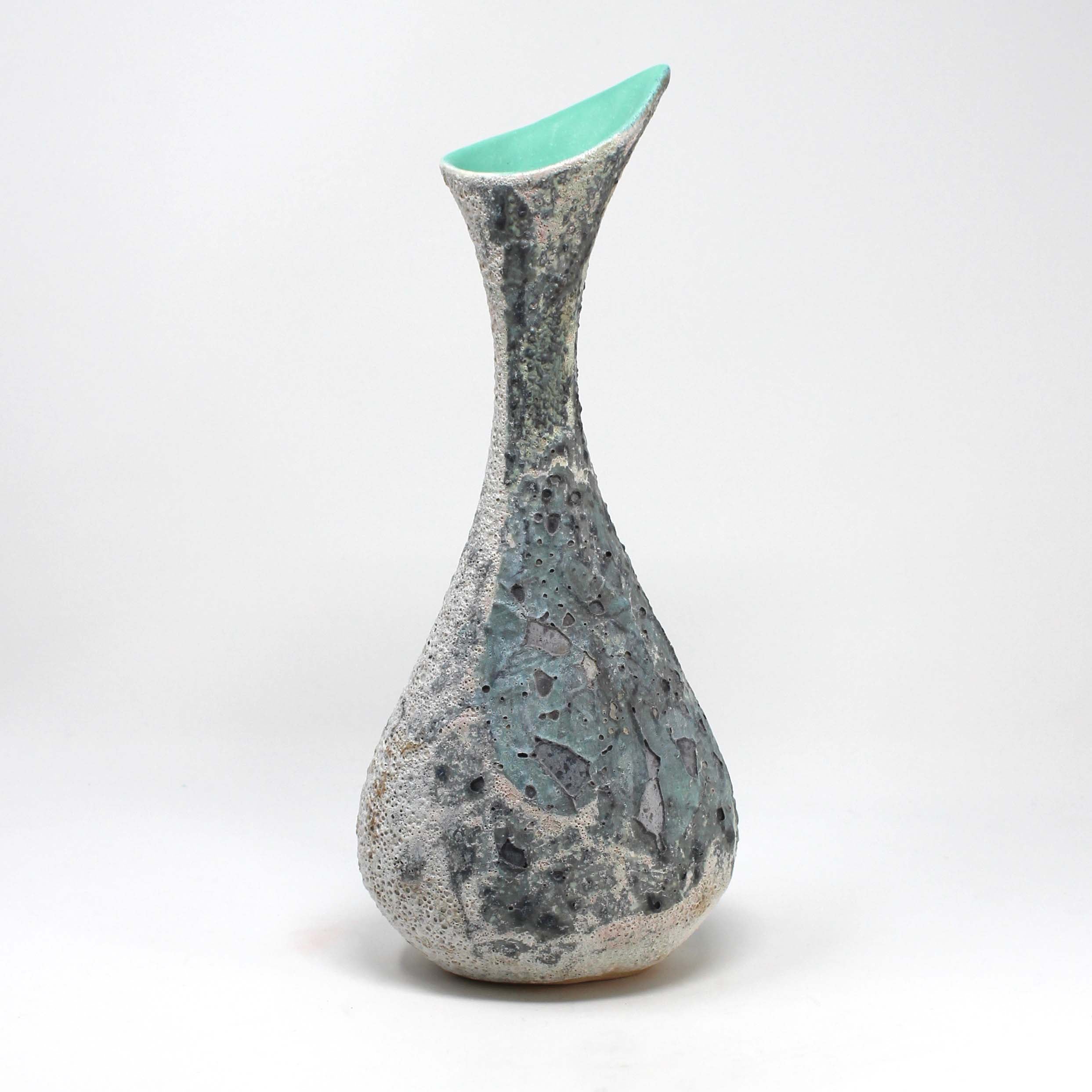 Green Volcanic Vase, Sculptural Vessel, small.