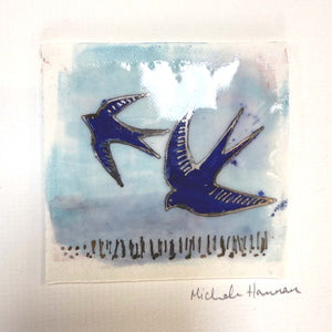 Flight of the Swallows - Framed Porcelain Picture, Wall Art