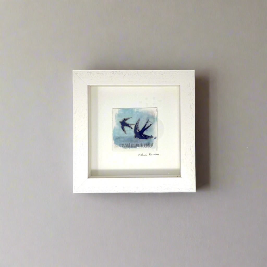 Flight of the Swallows - Framed Porcelain Picture, Wall Art