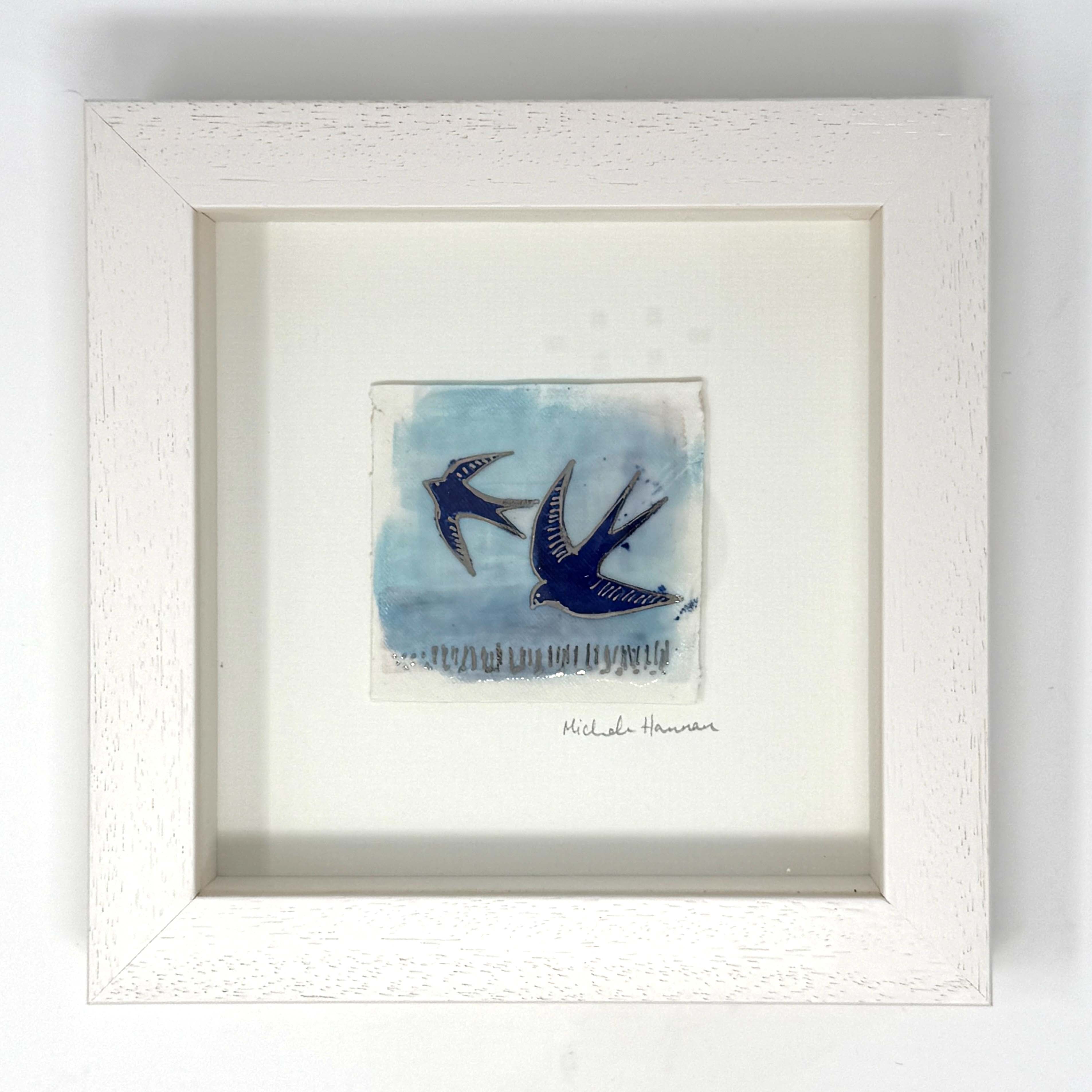 Flight of the Swallows - Framed Porcelain Picture, Wall Art