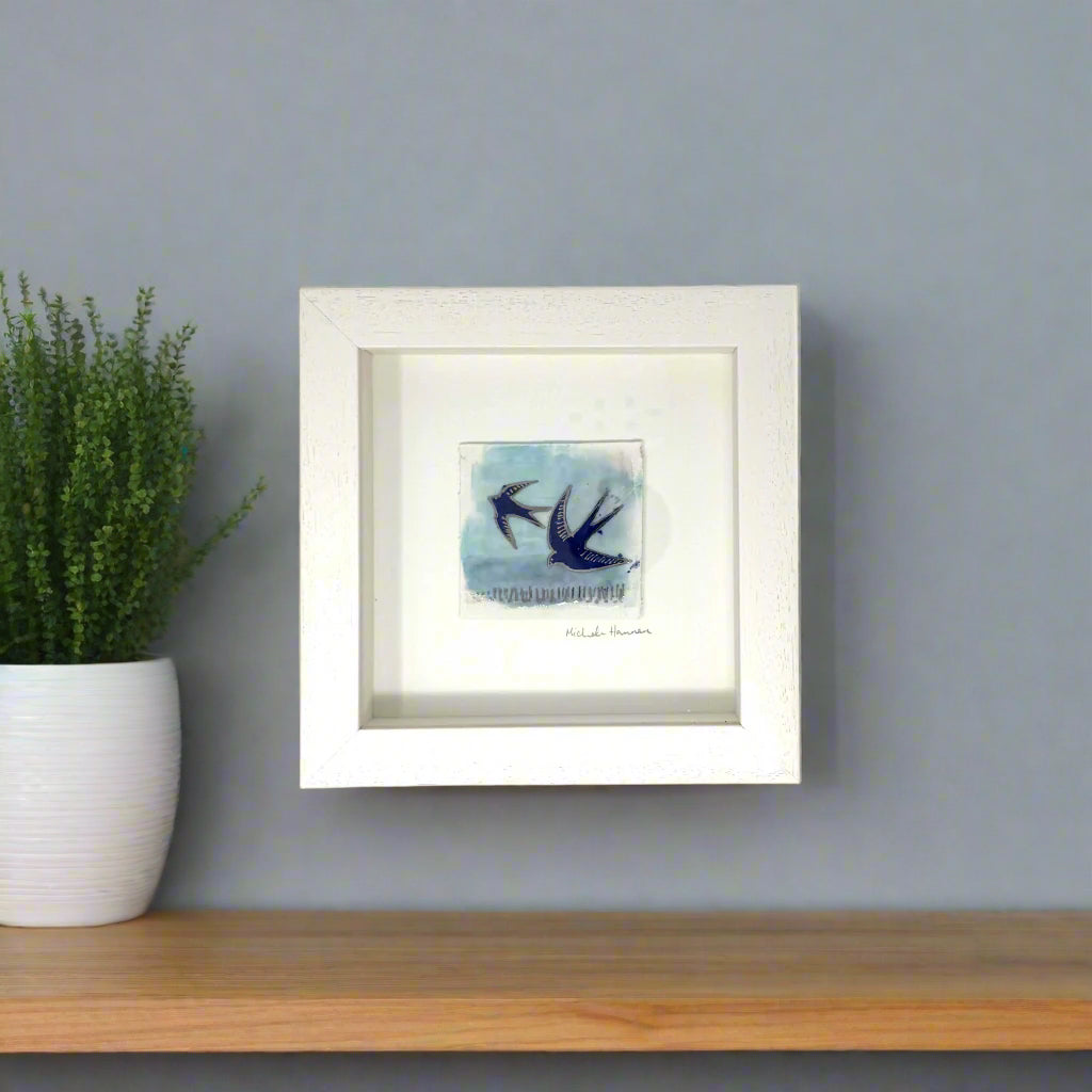 Flight of the Swallows - Framed Porcelain Picture, Wall Art