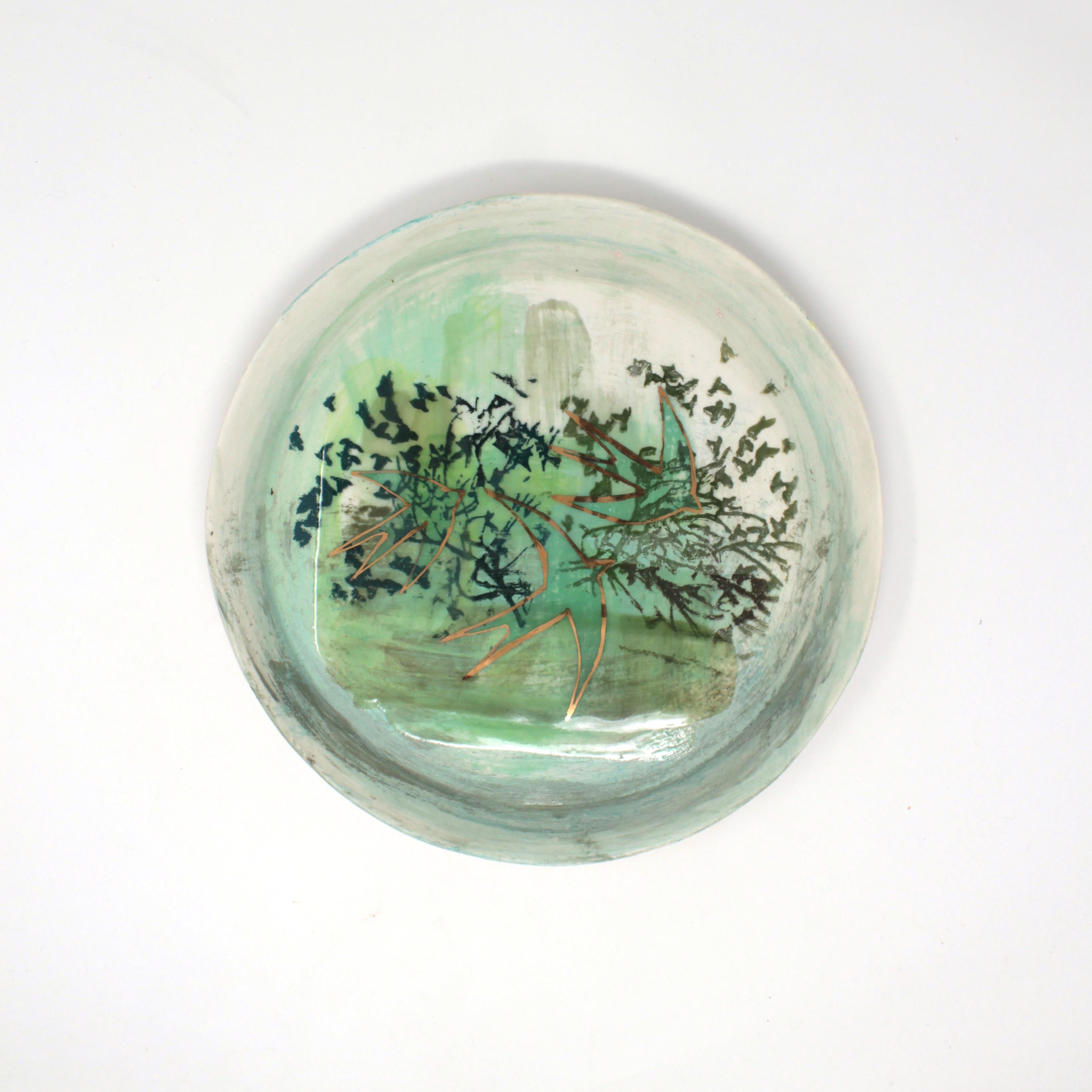 Green Swallow Porcelain Plate