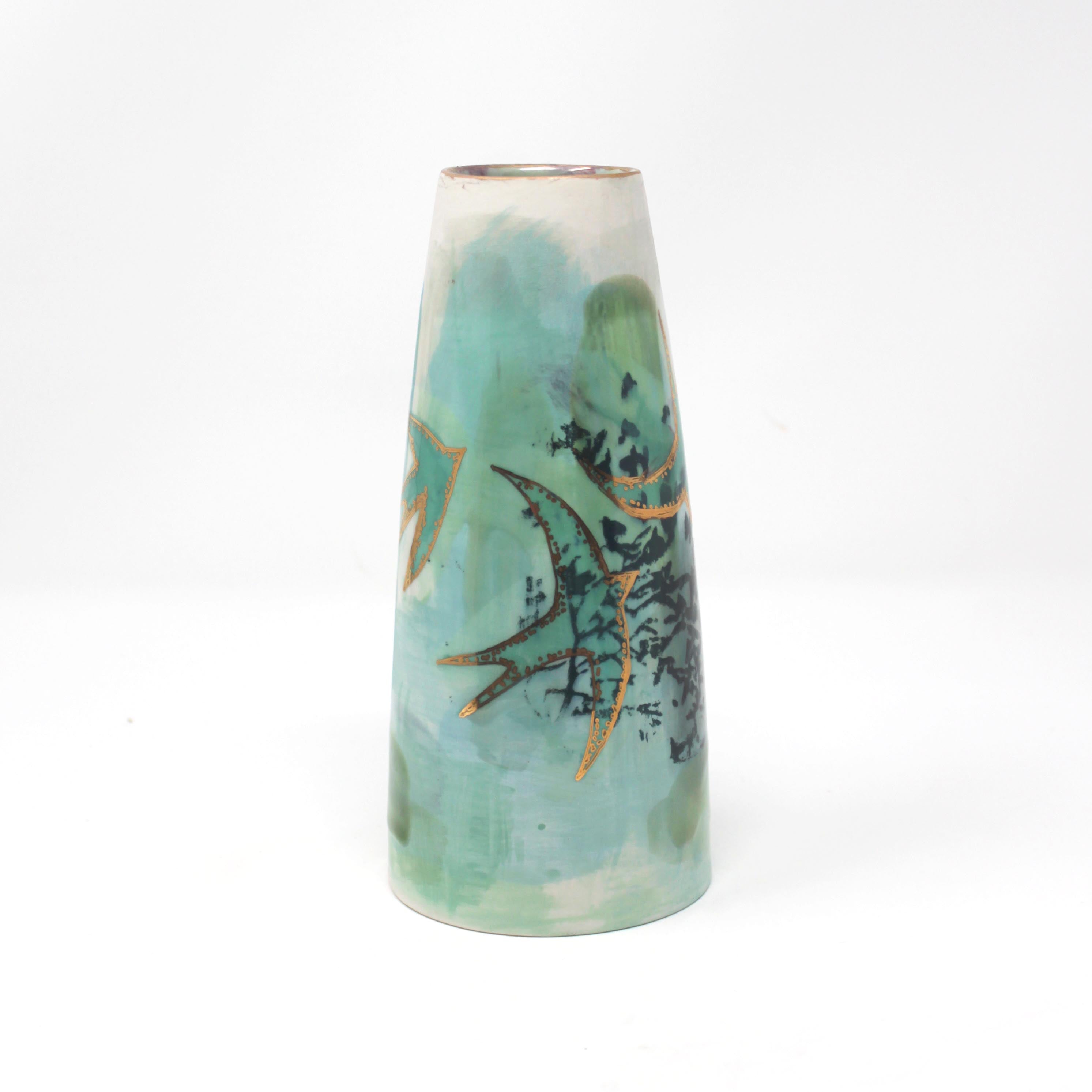 Green Swallow Porcelain Vase