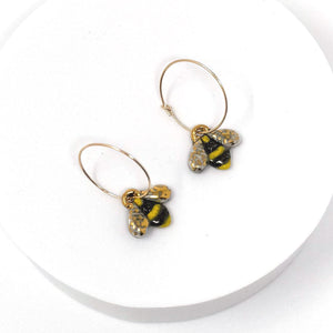 Porcelain Bee Hoop Earrings