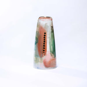 Reflections Porcelain Vase, Coral and Green