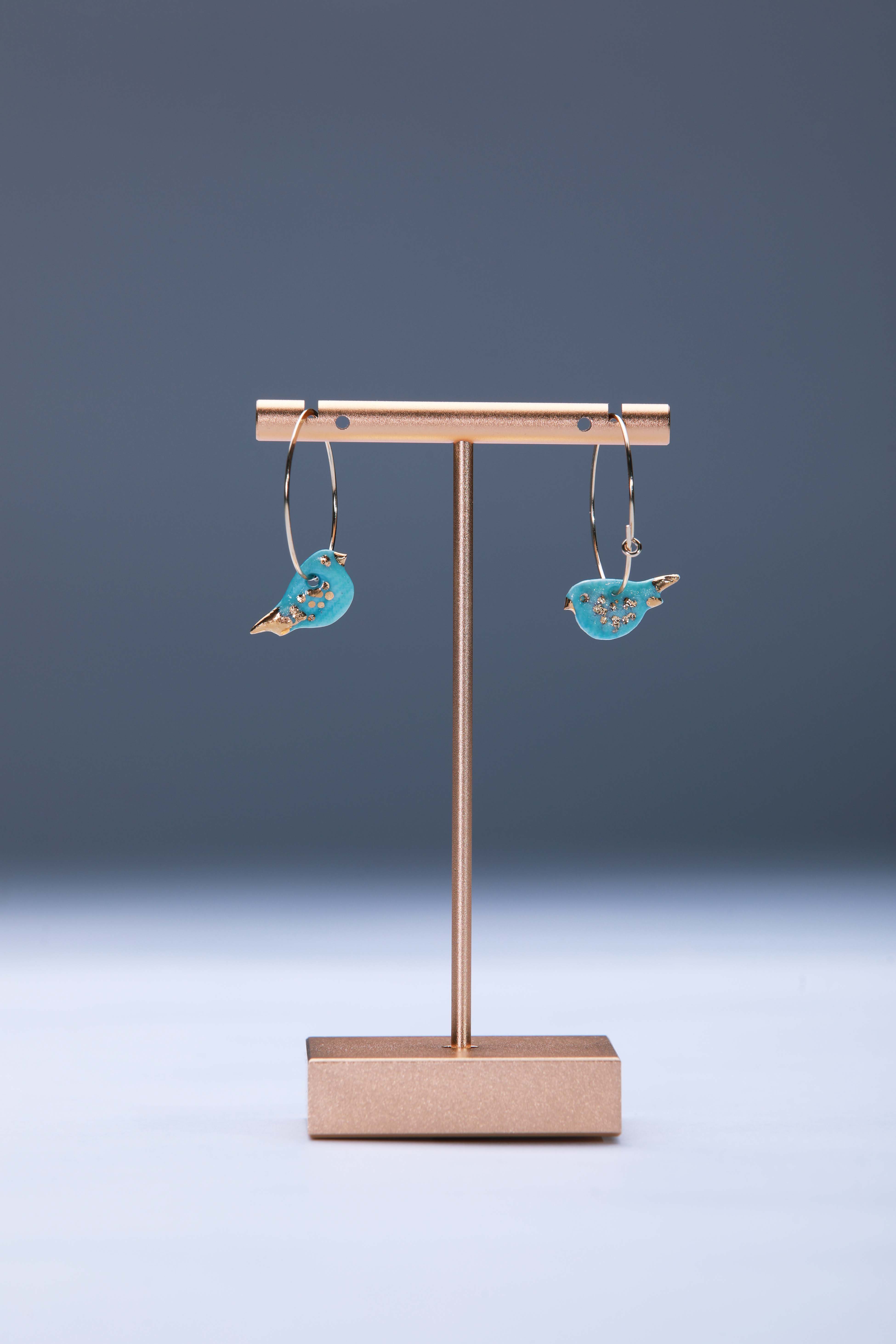 Songbird Hoop Earrings - Jade Glaze & 14K Gold - Filled Hoops