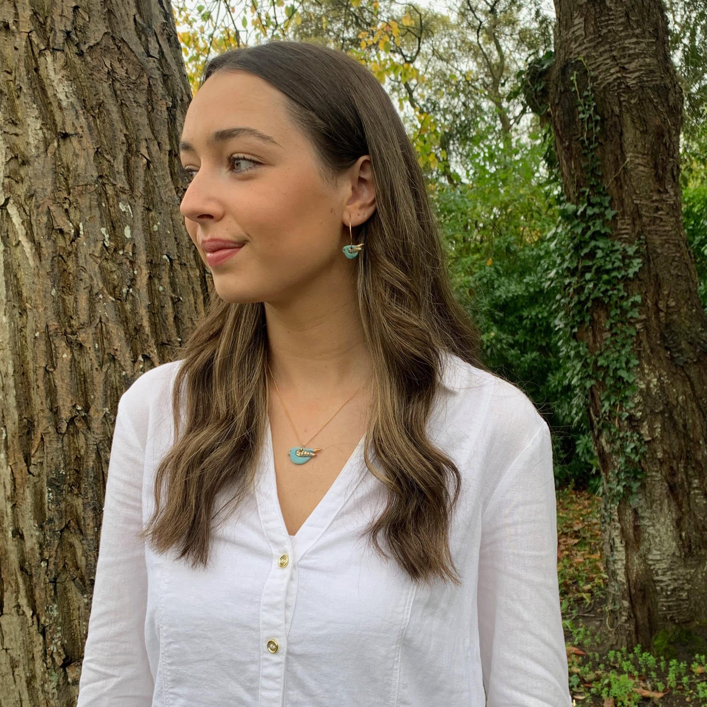 Songbird Hoop Earrings - Jade Glaze & 14K Gold - Filled Hoops