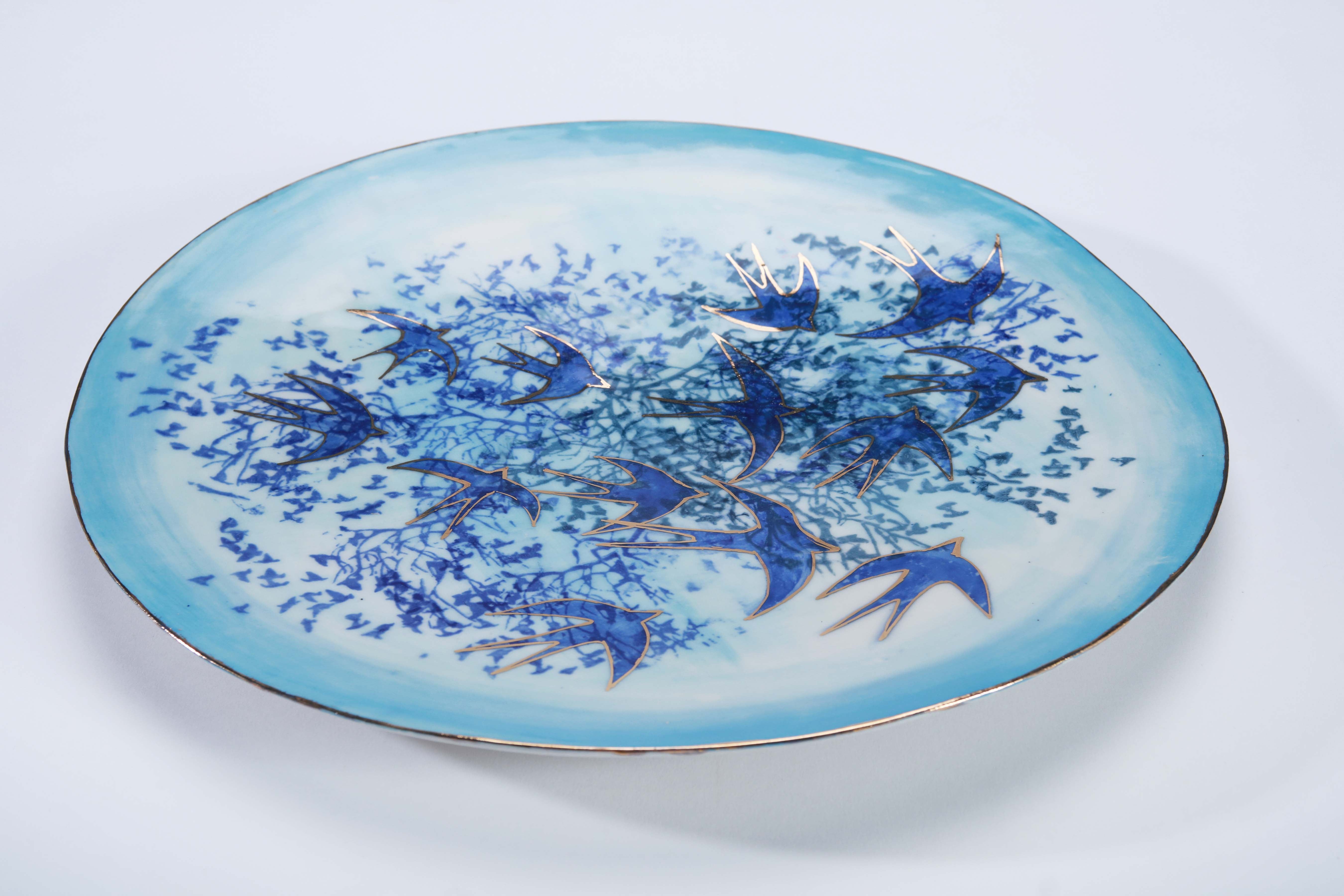 Flight of the Swallows, Large Porcelain Wall Plate