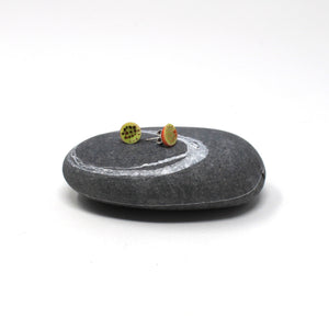 Green and Gold Porcelain Stud Earrings
