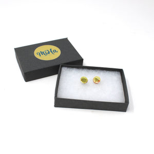 Green and Gold Porcelain Stud Earrings