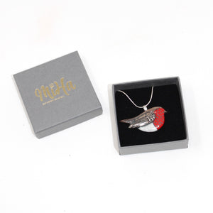 Robin Porcelain Pendant Necklace 40mm with Sterling Silver Chain