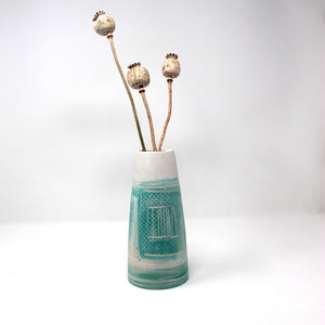Porcelain Vase, Abstract Blues and Greens