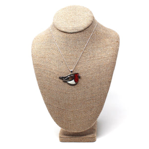Porcelain Robin Pendant Necklace with Sterling Sliver Chain
