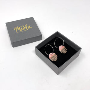 Pink and Silver Disc Hoop Earrings