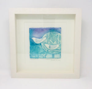 “Love Birds”, Framed Porcelain Picture, wall art